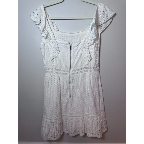 Alice & Olivia White Eyelet Mini Dress Lined Sz 8 - Picture 4 of 9